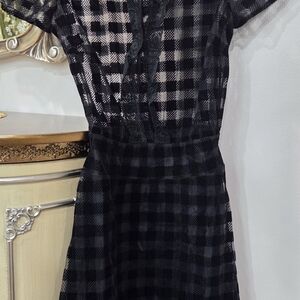 RED Valentino Black and White Checkered Midi Dress